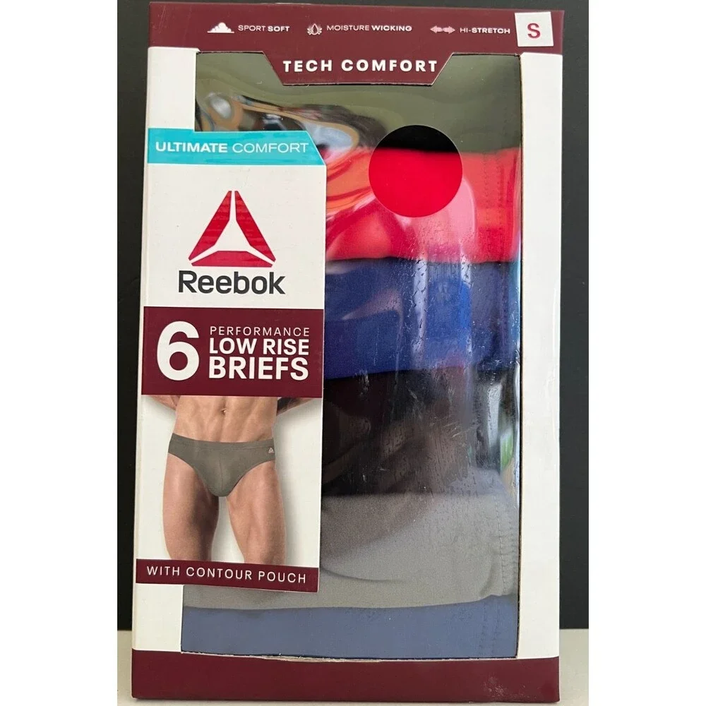 6 Pack Medium Men’s Reebok Low Rise Performance Briefs Size S Contour Pouch